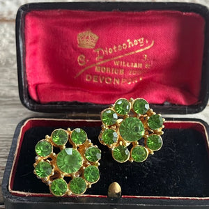 【イヤリング】Bijoux CAPITOL コバルトグリーン　クリスタル　70’s USA