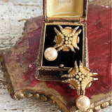 【イヤリング】TRADITION！ミニパール　クロス　70’s USA