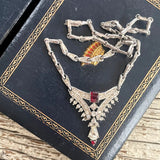 【ネックレス】ORA クリスタル　シャムレッド　アールデコ　60’s USA