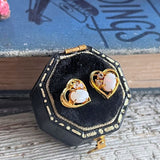 【ピアス】オパール　ジルコニア　ミニハート　80’s USA