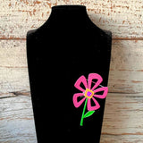 【ブローチ】JJ社　ネオンピンク　花　ポップ　サイケデリック　70’s USA