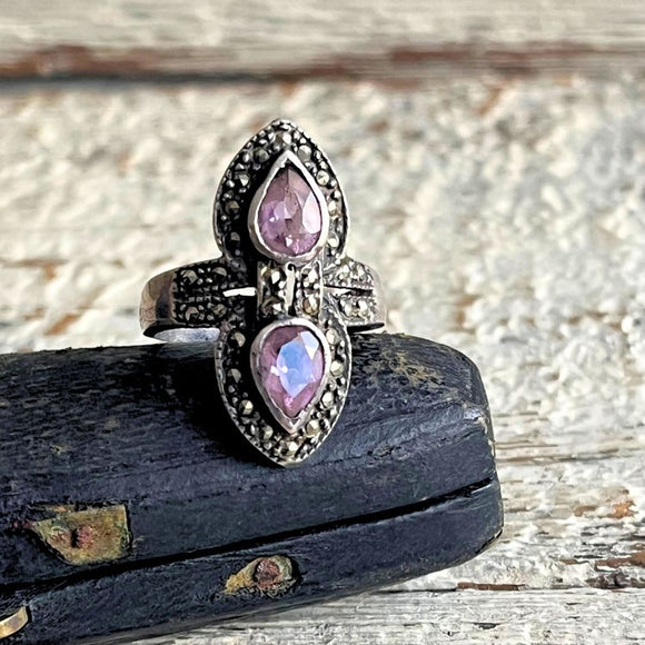 【リング】アメジスト　マーカサイト　925 バロック建築　70'sフランス