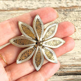 【ブローチ】ダマスキナード　花　Flower 象嵌　50’sスペイントレド