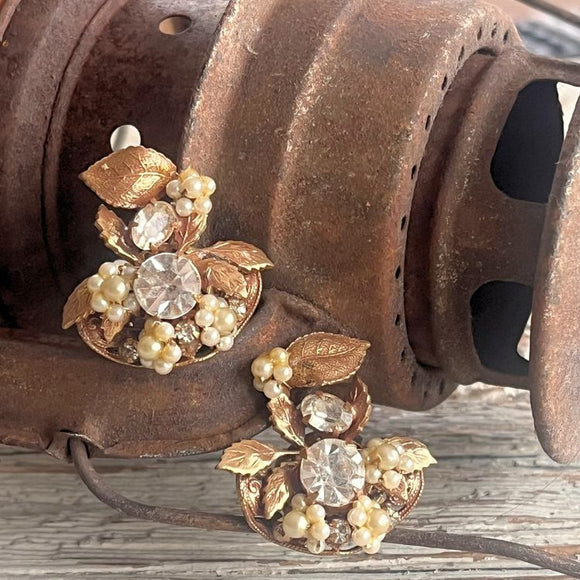 【イヤリング】Robert風 Hagler風　ワイヤー留め　ボタニカル　植物　50’s USA