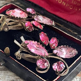 【イヤリング】ピンク　芸術的　造形美　マーキス　50’sイギリス