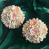 【ピアス】花　ブーケ　ペールトーン　淡色　丸　80’sフランス