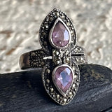 【リング】アメジスト　マーカサイト　925 バロック建築　70'sフランス