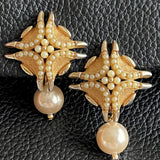 【イヤリング】TRADITION！ミニパール　クロス　70’s USA