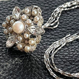 【ピアス】アシンメトリー　超ロング　パール　ビジュ　トライアングル　多連　60’sフランス