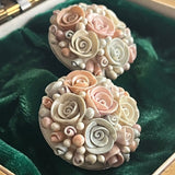 【ピアス】花　ブーケ　ペールトーン　淡色　丸　80’sフランス