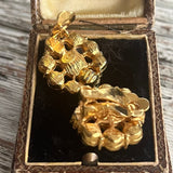 【イヤリング】Bijoux CAPITOL コバルトグリーン　クリスタル　70’s USA