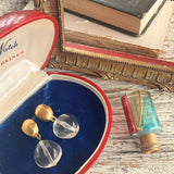 【ピアス】クリアボール　透明　バロック　スイング　70’s USA