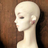 【イヤリング】ピンク　芸術的　造形美　マーキス　50’sイギリス