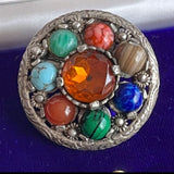 【ブローチ】MIRACLE  ミラクル社　7つの石　オリエンタル　70’sイギリス