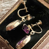 【イヤリング】WEISS　パープル　クリスタル　スイング　ミニ　60’sUSA