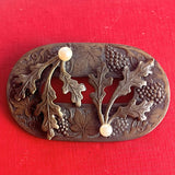 【ブローチ】ブドウの木　パール　真鍮　60'sイギリス