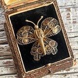 【ブローチ】フィリグリー　バタフライ　蝶　50’sイギリス