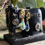 【ピアス】オーロラ　クリスタル　花　雫　ロマンチック　80’s USA