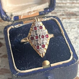 【リング】ESPO社　菱形　赤×クリア　18KGE 70’sUSA