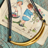 【ネックレス】Monet モネ　ブラックコード　クレッセント　90'sUSA