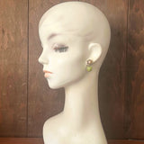 【ピアス】ピンクオーロラ　オパール　グリーンビジュ　スイングピアス　60’sフランス