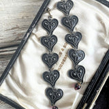 【ピアス】ハート　ロング　ブラック　オリエンタル　80’s仏