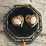 【ピアス】オパール　ジルコニア　ミニハート　80’s USA