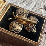 【ブローチ】フィリグリー　バタフライ　蝶　50’sイギリス