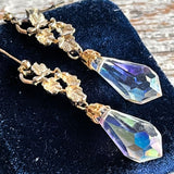 【ピアス】オーロラ　クリスタル　花　雫　ロマンチック　80’s USA