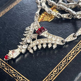 【ネックレス】ORA クリスタル　シャムレッド　アールデコ　60’s USA