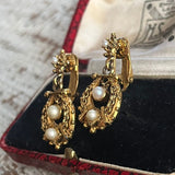 【イヤリング】アールヌーボー　パール　ミニサイズ　60’sフランス