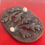 【ブローチ】ブドウの木　パール　真鍮　60'sイギリス