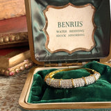 【バングル】クリスタル×ゴールド　22KGP刻印　ラグジュアリー　80'sフランス