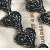 【ピアス】ハート　ロング　ブラック　オリエンタル　80’s仏