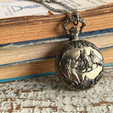 【ネックレス】懐中時計　collezio  3頭の馬　horse 80’sUSA