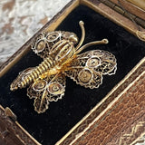 【ブローチ】フィリグリー　バタフライ　蝶　50’sイギリス