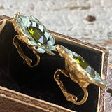 【イヤリング】モスグリーン　ボタニカル　70’sフランス