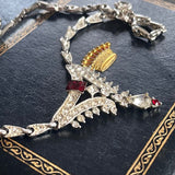 【ネックレス】ORA クリスタル　シャムレッド　アールデコ　60’s USA