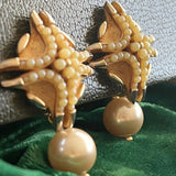 【イヤリング】TRADITION！ミニパール　クロス　70’s USA