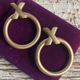 【ピアス】Xサークル！大振り　マットゴールド　70’sフランス