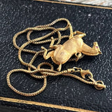 【ネックレス】馬　ホース　真鍮　駆ける馬　ルビー　70’sフランス