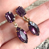 【イヤリング】WEISS　パープル　クリスタル　スイング　ミニ　60’sUSA