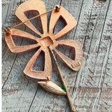 【ブローチ】JJ社　ネオンピンク　花　ポップ　サイケデリック　70’s USA