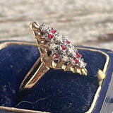 【リング】ESPO社　菱形　赤×クリア　18KGE 70’sUSA