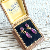 【イヤリング】WEISS　パープル　クリスタル　スイング　ミニ　60’sUSA