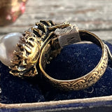 【リング】二粒パール　デッドストック　真鍮　70’sカナダ　canada vintage