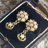 【ピアス】天然石　花　ミニ　スイング　70’sフランス