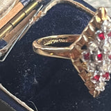 【リング】ESPO社　菱形　赤×クリア　18KGE 70’sUSA