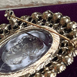 【ブローチ】カメオ　インタリオ　ガラス　透明　パール　アンバー　70’sフランス