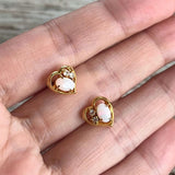 【ピアス】オパール　ジルコニア　ミニハート　80’s USA
